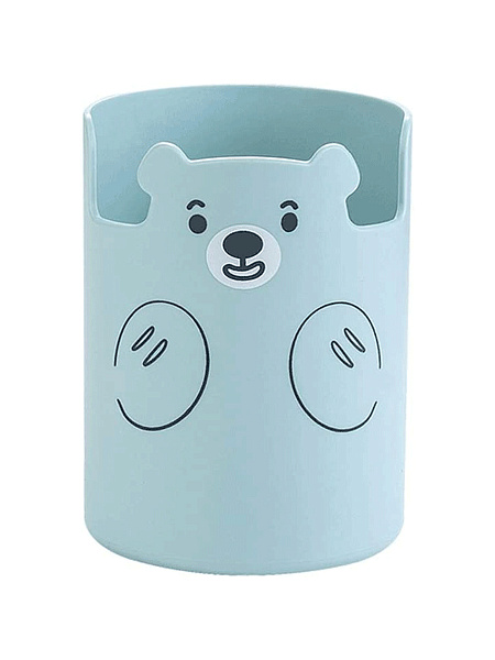 Подставка для пишущих принадлежностей "deVENTE. Teddy Bear" 10,5x7,8 см бирюзовая с принтом, цилиндр. формы, в пластиковом пакете