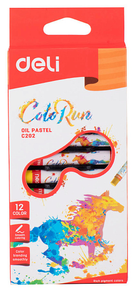 Пастель масляная 12 цв. Deli ColoRun картон.кор./европод.