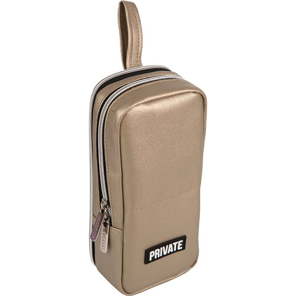 Пенал "deVENTE. Private" 21x9x8 см, прямоугольный вертикальный, 2 отд. на молнии, матовая искус.кожа