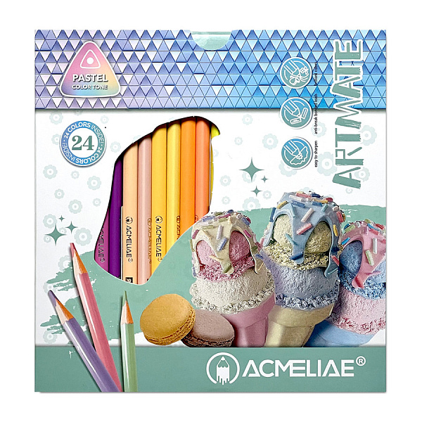 Карандаши 24 цв. ACMELIAE Pastel Artmate пастельные в картонном футляре,