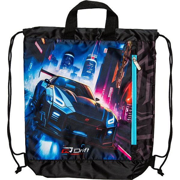 Сумка для сменной обуви и спортивных секций "deVENTE. Drift" 38x43x9 см, водоотталкивающая ткань, дно с расширением 9 см, большой карман на молнии, на веревочной завязке, с ручками