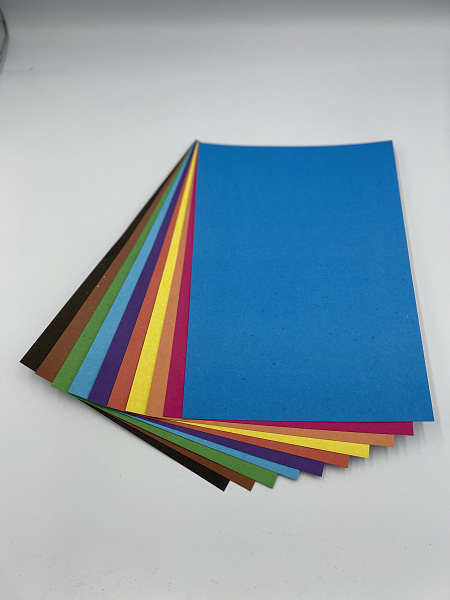 Картон цветной Немелованный А4, 100 листов, 10 цветов, односторонний, 190г/м, в т/у пленке