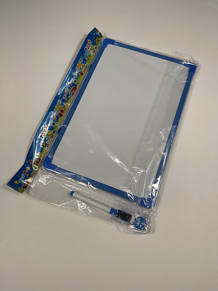 Доска магнитно маркерная, с магнитами и маркером голубая 20*30