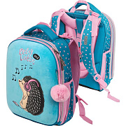 Рюкзак школьный "deVENTE. Choice. Music Hedgehog" жесткий 38x28x16 см (17 л) вес 1000 г, 1 отд. на молнии с разделителями для учебников, 1 отделение с органайзером, 2 боковых кармана сеткой на резинке, эргономичная формоустойчивая вентилируемая спинк