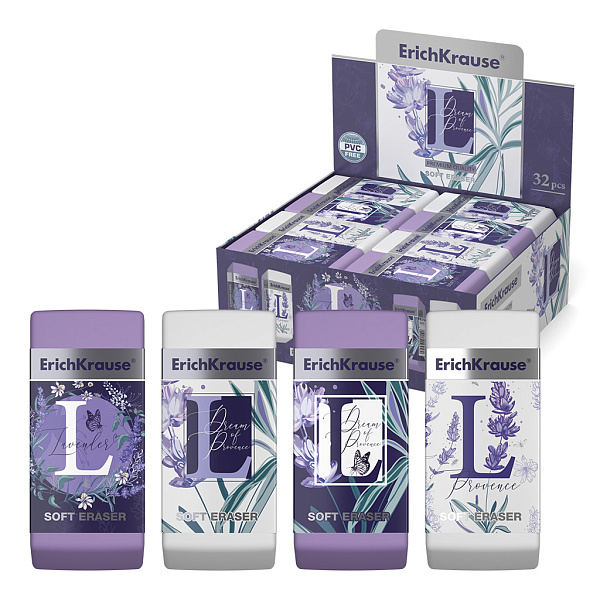 Ластик ErichKrause Lavender (в коробке по 32 шт.)