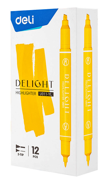 Маркер-текстовыделитель 1-4 мм Deli двойной пиш. наконечник желтый
