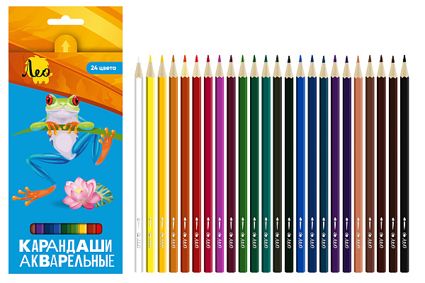 Карандаши 24 цв. акварельные "Лео"   "Ярко" заточенный