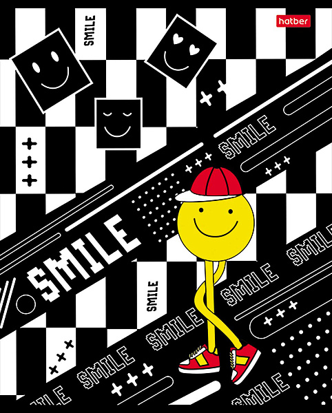 Тетрадь 48 л. кл. "Happy smile" на скобе, скругл.углы серия -