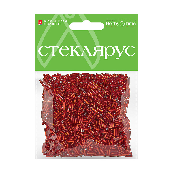 Стеклярус металлизированный, 6 мм, 60 гр, КРАСНЫЙ, №4