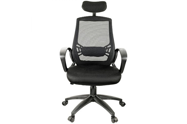 Кресло руководителя Helmi HL-E30 "Ergo" LT, регулируемые подголовник и поясничный упор, ткань черная