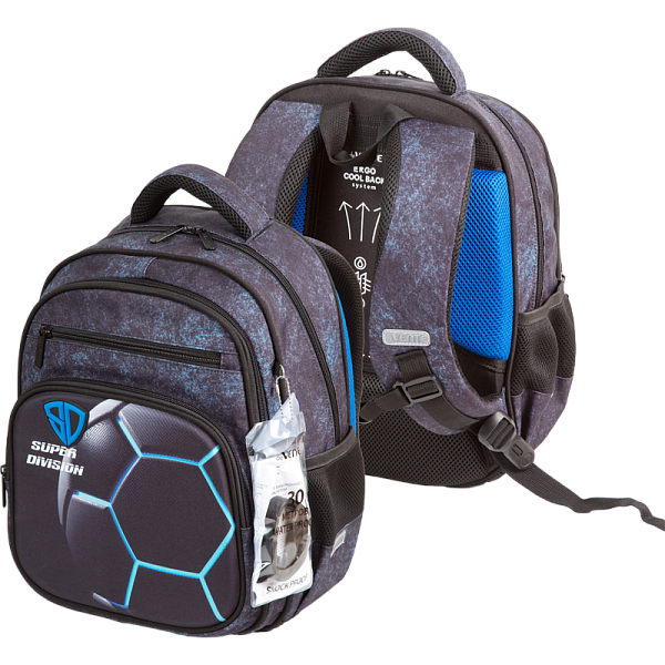 Рюкзак "deVENTE. Grade. Super Division" школьный жесткий 37x28x16 см (16 л) вес 700 г, 1 отд. на молнии с разделителями для учебников, 1 отделение с органайзером, 2 передних кармана, 2 боковых кармана сеткой на резинке, эргономичная формоустойчивая в