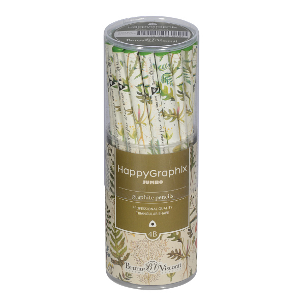 Карандаш ч/г "HappyGraphix Jumbo. Луговые травы" 4В, 3.5 MM