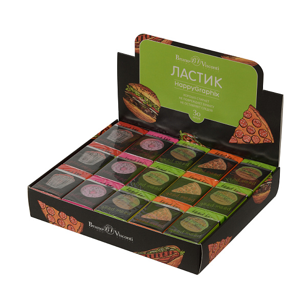 Ластик "HappyGraphix. Fastfood", 4 цвета