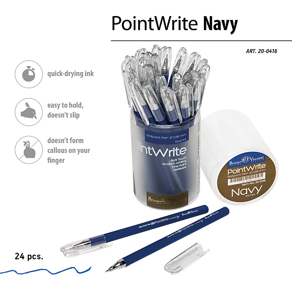 Ручка шариковая 0,38 мм "PointWrite NAVY" СИНЯЯ