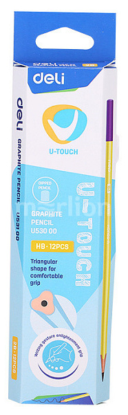 Карандаш ч/г HB Deli  U-Touch трехгран. тополь корпус ассорти 