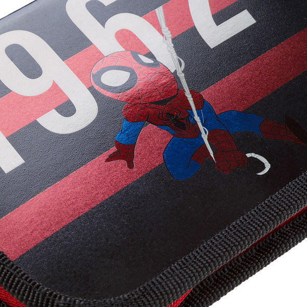 Пенал 1секц.+ств. д/мал. 190*130 Hatber "Человек- паук" на молнии металлизиров. картон, выб лак ( MARVEL)