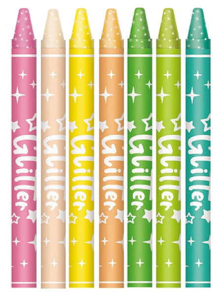 Мелки восковые KEYROAD Glitter 12 цв. картонный футляр