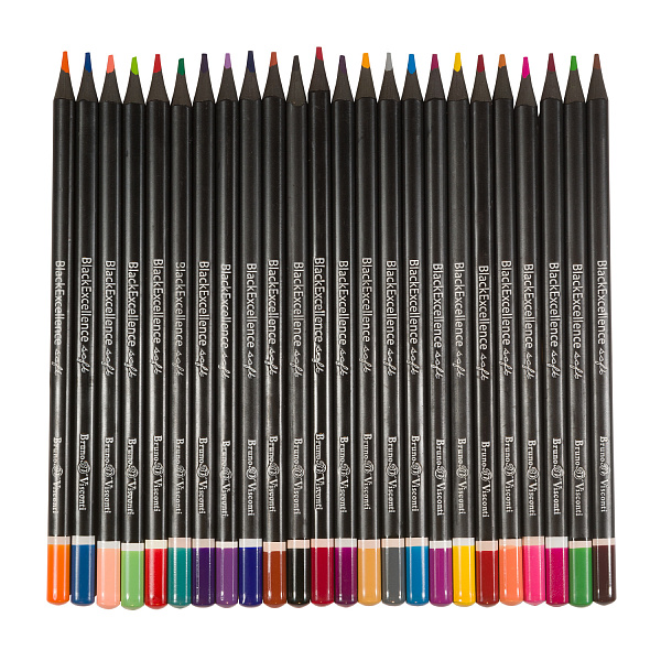 КАРАНДАШИ ЦВЕТНЫЕ ПЛАСТИКОВЫЕ  "Black Excellence" С ТОЧИЛКОЙ, 24 ЦВЕТА, 4 ВИДА (10702070/190723/3294953,КИТАЙ)