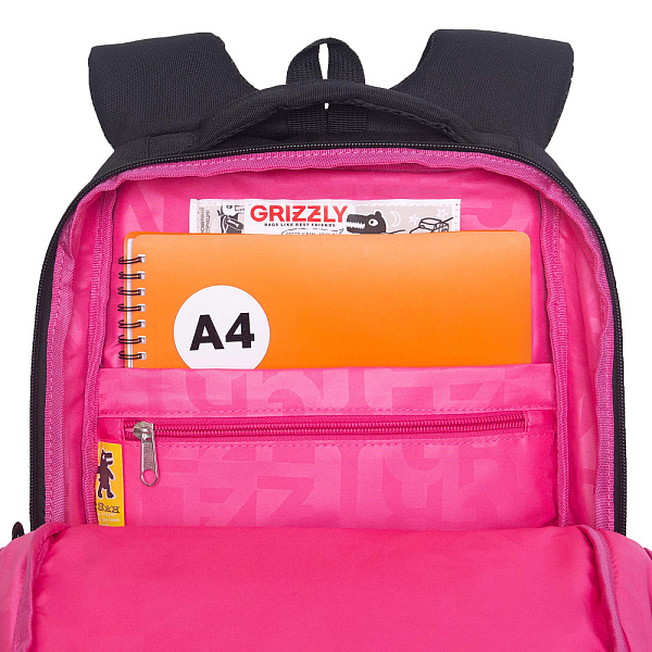 Рюкзак школьный с обесом (/1 черный - розовый)