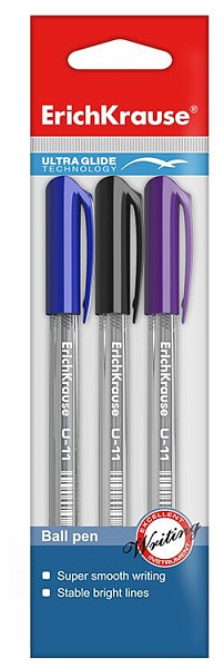 Набор ручек шарик. 3 шт. ErichKrause® Ultra Glide Technology U-11