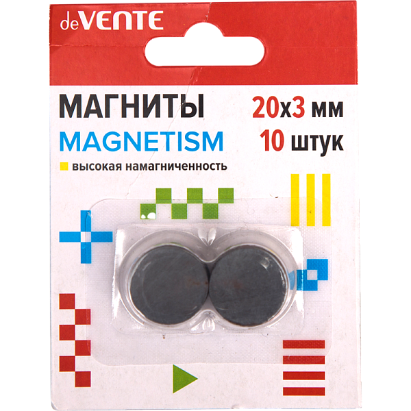 Магниты для рукоделия "deVENTE. MAGNETISM" 20x3 мм, 10 шт, ферритовые, черные, высокая намагниченнос