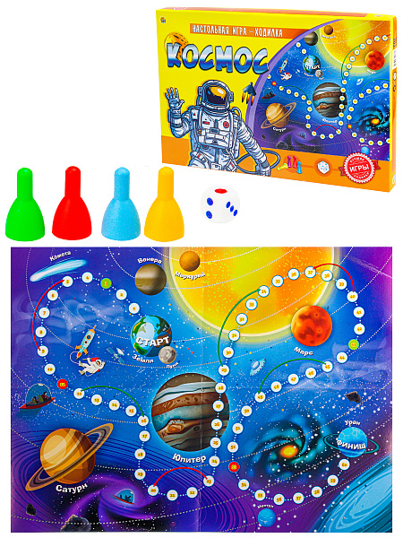 Игра настольная (ходилка) "Рыжий кот "КОСМОС" 2,5х33х22 см