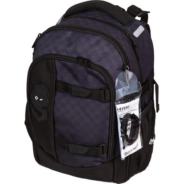 Рюкзак "deVENTE. Ergo. Super Spy" школьный 39x28x20 см (18 л) 600 г, 2 отделения на молнии, одно с уплотненным отделением для ноутбука до 15 дюймов и книг и карманом для учебников, второе с органайзером и карабином для ключей, передний карман на молн