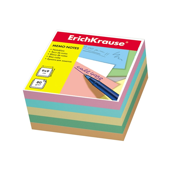 Блок бумаги  9*9*5см ErichKrause запасной ассорти