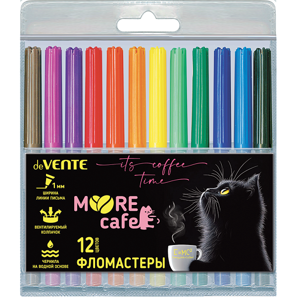 Фломастеры 12 цв. "deVENTE. MooreCafe" с вентилируемым колпачком, в пластиковом блистере