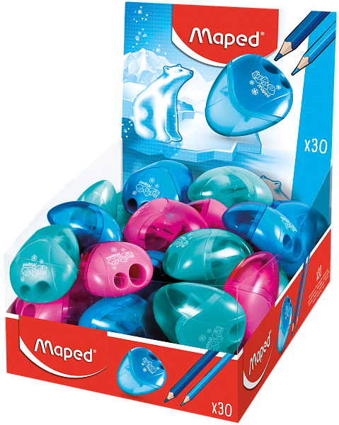 Точилка 2 отв. Maped I-GLOO, с полупрозрачн.контейнером, дисплей 