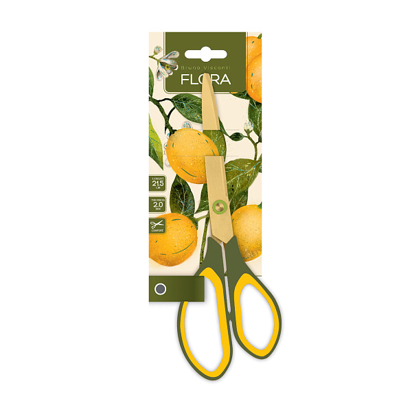 Ножницы 215 мм С ЗОЛОТЫМИ ЛЕЗВИЯМИ, "FLORA.PARADISE.LEMONS" 