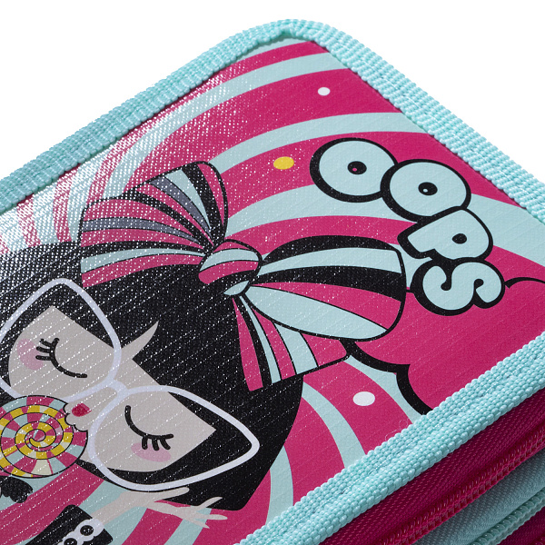 Пенал 3секц. д/дев. 190*110 Hatber "Sweets" с табл.умножения  на молнии глянц. ламин. в индив.упак.