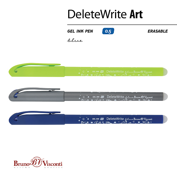 Ручка со стираемыми чернилами "DeleteWrite Art. Гуси" СИНЯЯ 0,5 мм (3 цвета корпуса)