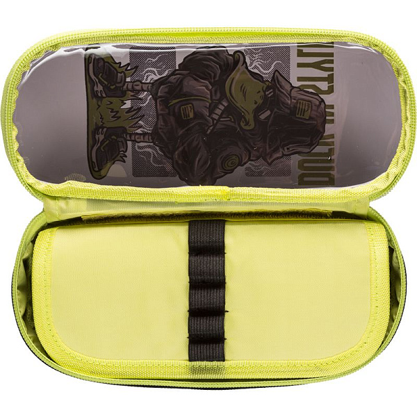 Пенал "deVENTE. Cool Duck" 21x8x5 см, овальный для 50 пр. с внутренним органайзером-створкой, текстильный с передней створкой из полупрозрачного тонированного ПВХ, на молнии