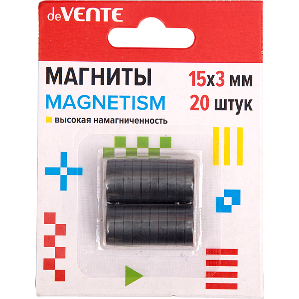 Магниты для рукоделия "deVENTE. MAGNETISM" 15x3 мм, 20 шт, ферритовые, черные, высокая намагниченнос