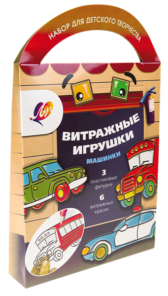 Набор красок по стеклу с трафаретом "Машинки" Луч