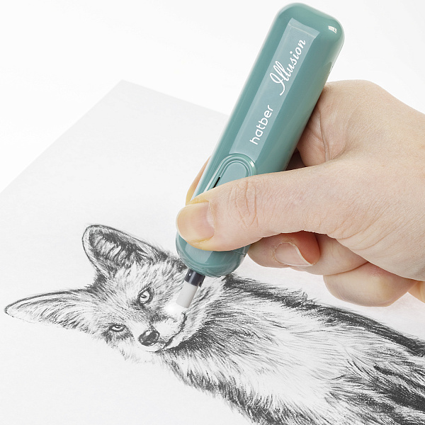 Ластик электрический Hatber ILLUSION со сменными насадками в блистере с европодвесом