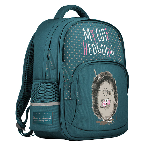 Рюкзак с эргономической спинкой "FOREST DREAM.ЁЖИК С БУКЕТОМ" бирюзовый