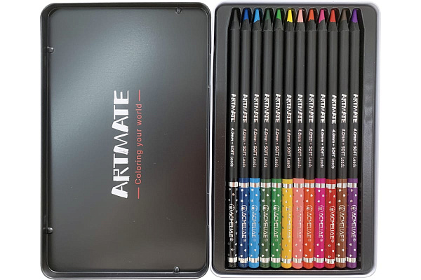 Карандаши 12 цв. ACMELIAE Blackwood Artmate в металлическом футляре,