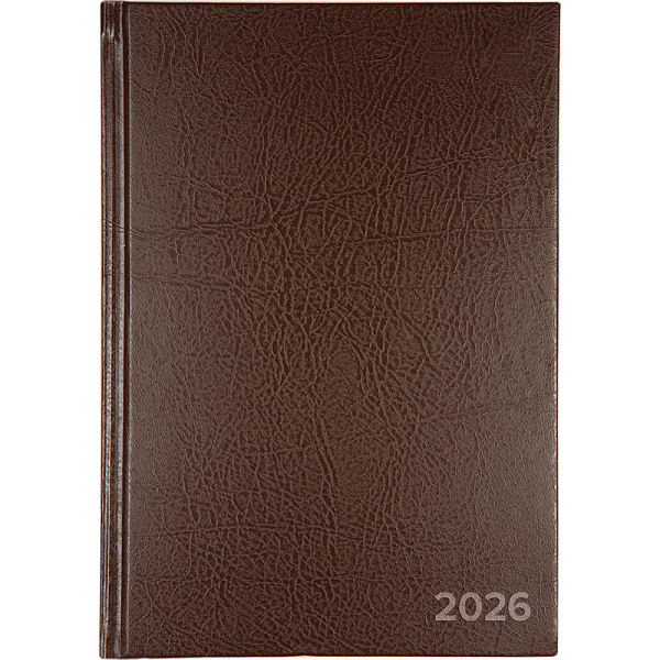 Ежедневник датированный 2026 "Attomex" A5 (140x210 мм) 336 стр, офсет 60 г/м², твердая обложка из бумвинила, тиснение фольгой, коричневый