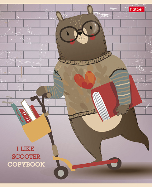 Тетрадь 48 л. кл. "I LIKE_sсooter" мат.ламин. 5 диз.в блоке скругл.углы 