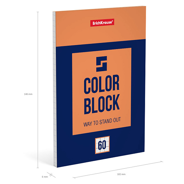 Блокнот А6 60 л. кл. на клею ErichKrause® Color Block, 