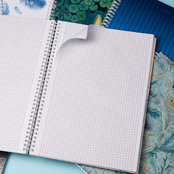 Тетрадь А4 96 л. ЛИН. на гребне "Дыхание тишины" 60-65г/кв.м перфорация на отрыв тиснение 2 диз. в блоке