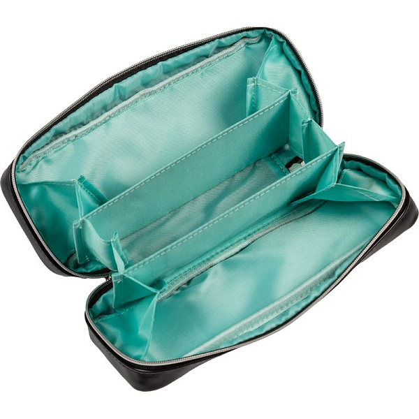 Пенал "deVENTE. Young Forever" 21x9x5 см, прямоугольный для 60 пр. искусственная кожа, на молнии, 3 внутренних отделения с перегородками, с каучуковой аппликацией, темно-серый