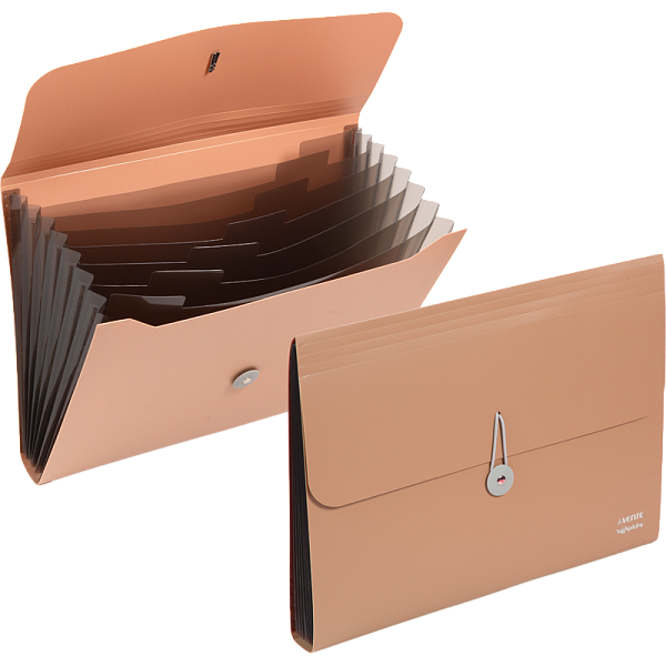 Папка с резинкой с 8-ю отд. "deVENTE. sigNATURE" A4 (330x260x10 мм) полипропилен 600 мкм, пудрово розовая, фактура "ткань" черные разделители 160 мкм, индивидуальная упаковка, пудрово розовая