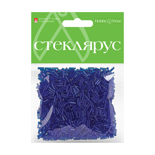 Стеклярус прозрачный, 6 мм, 60 гр, СИНИЙ, №7