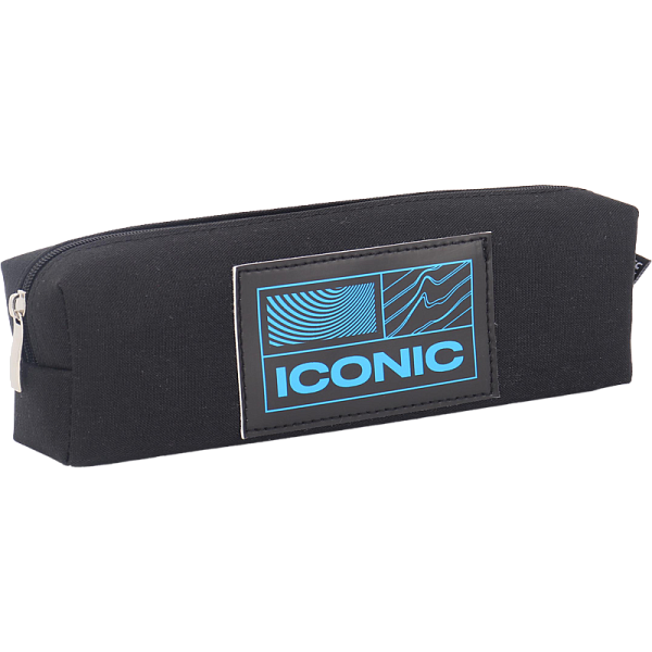 Пенал "deVENTE. ICONIC" черный, 21x6x4 см прямоугольный, плотный износостойкий полиэстер с водоотталкивающей пропиткой, прямоугольный для 30 предметов на молнии, с аппликацией из искусственной кожи, 