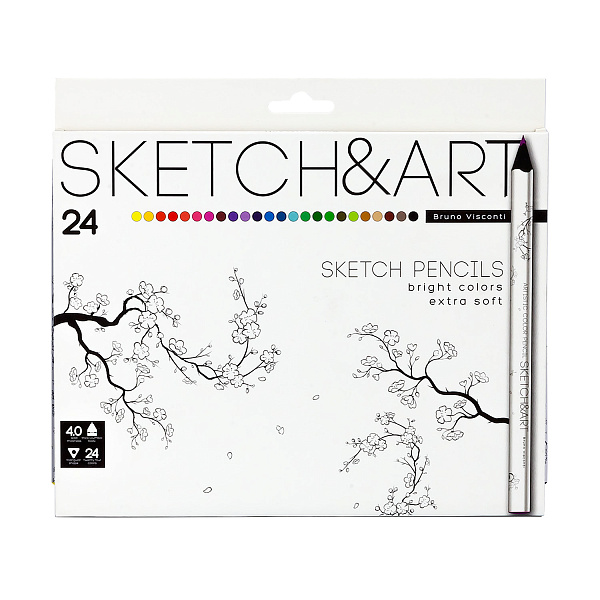 СКЕТЧ КАРАНДАШИ ЦВЕТНЫЕ "SKETCH&ART" УТОЛЩЕННЫЕ, ГРИФЕЛЬ 4 MM, 24 ЦВ. (10702070/290621/0195158,КИТАЙ)