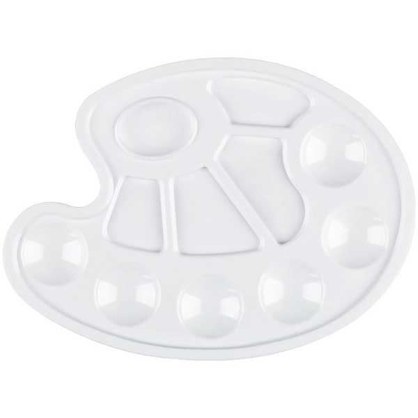 Палитра пластиковая овальная СТАММ, 23,2 x 17,2 см, 10 ячеек, белая