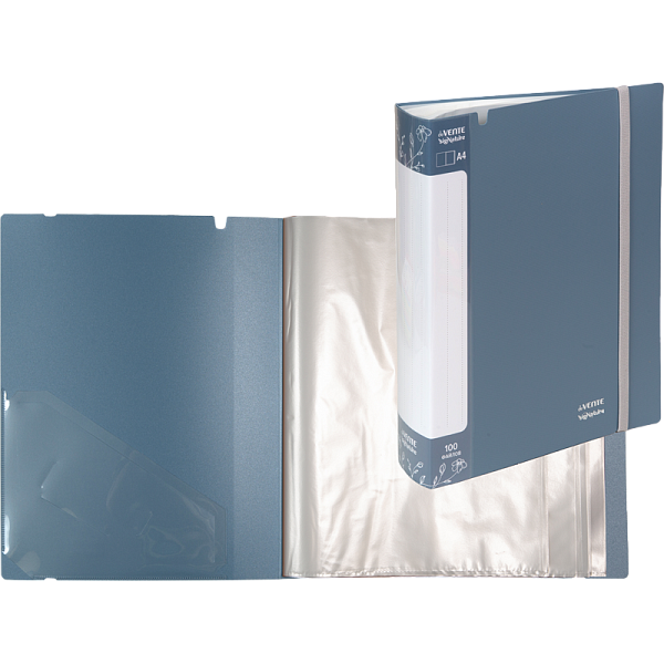 Папка 100ф "deVENTE. sigNATURE" A4 (235x310x65 мм) полипропилен 650 мкм, сумеречно синяя, фактура "ткань" вкладыши 30 мкм, внутренний карман 160 мкм, широкая резинка, индивидуальная упаковка, сумеречно синяя